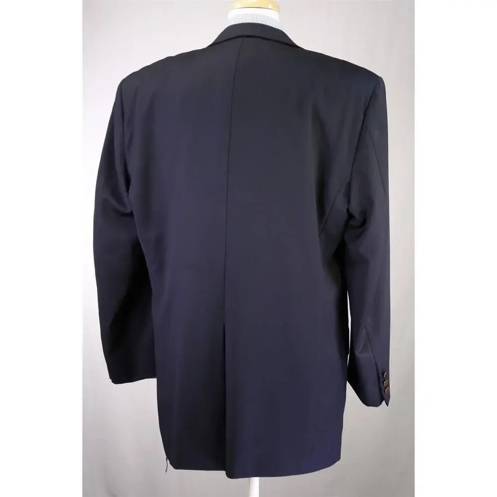 Hickey Freeman Navy Blue Roman Coin Buttons Wool Blazer Jacket 44L